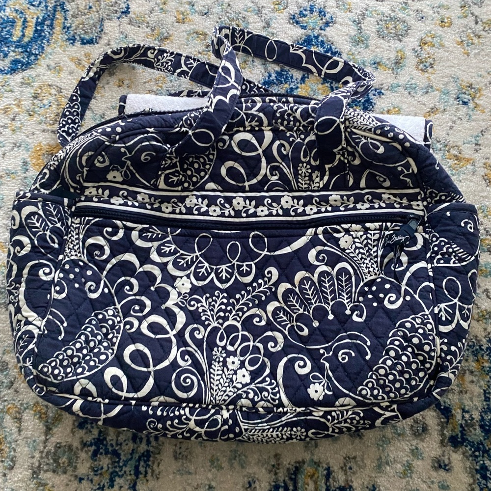 Vera Bradley Twirly Birds (Retired) Navy Cotton Diaper Bag EUC - Picture 2 of 10